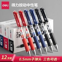 Bút Gel Deli Bút Kéo Dài 0.5mm Mực Đen Bút Học Sinh Thi Mực Carbon Bút Ấn Văn Phòng Bút Chữ Ký