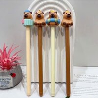 Bút Gel Nắp Hình Capybara Màu Mực Xanh Cute Cho Học Sinh, Sinh Viên, Văn Phòng