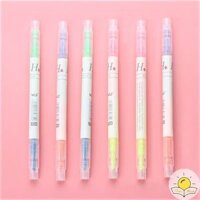Bút highlight 2 đầu đánh dấu màu Pastel, bút nhớ hai đầu HI02 Tuệ Minh