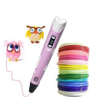 Bút in 3D Bút 3D Màn hình LCD với dây tóc PLA 3 màu Bút in 3D cho bé trai và bé gái Đồ chơi vẽ Doodler màu xanh cho quà tặng Giáng sinh (Hồng)