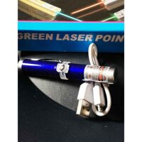 Bút Laser Mini Tia Đỏ 9cm Vỏ Xanh Dương Sạc USB Cao Cấp