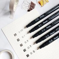 Bút line đi nét Pentel Pointliner S20P mực đen: 0.05, 0.1, 0.3, 0.5, 0.8mm
