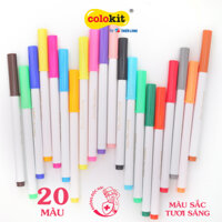 Bút lông 20 màu Pastel Washable Fiber Pen Thiên Long Colokit SWM-C008 - Bút lông màu rửa được