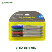 Bút Lông Bảng Trắng Trẻ Em - Bút Dạ Bảng Trắng Thế Giới Bảng - Ngòi 1.5mm - Vỉ - 4 Bút