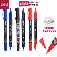 Bút lông dầu dạ kính hai đầu Deli - Bút dạ chết không xoá được - Nhiều màu - Đen