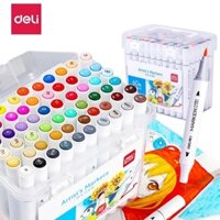 Bút Lông Màu Marker 2 đầu Deli - Màu Đều Đậm An Toàn Cho Bé - Tô Màu Vẽ Tranh
