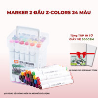 Bút lông màu marker ZhongCai 24 màu thiết kể 2 đầu tiện dụng dành cho vẽ tranh chuyên dụng NO.70124