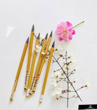 Bút lông thư pháp,vẽ tranh màu nước,vẽ tranh thủy mặc thanh trúc lông cừu cán vàng lông đen