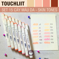 Bút marker Touchliit 6, set 15 cây màu da – Tặng kèm túi vải