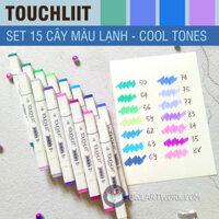 Bút marker Touchliit 6, set 15 cây màu lạnh – Tặng kèm túi vải