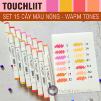 Bút marker Touchliit 6, set 15 cây màu nóng – Tặng kèm túi vải