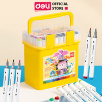 Bút Màu Dạ Marker 2 Đầu Cho Học Sinh Deli - 1224364860 Màu Có Thể Rửa, Giặt Sạch Calligraphy Tô Màu Đi Nét Vẽ Tranh - 24 Màu