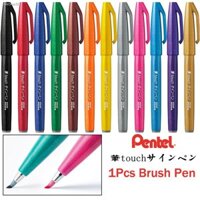 Bút màu nước nghệ thuật▤▲1 cái Nhật Bản Pentel Touch Brush Pen Set Pastel Color Thư pháp Bút vẽ Markers Chữ Bullet Journ