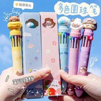 bút máy cho bé lớp 1 văn phòng phẩm giá rẻ Bút bi mười màu dễ thương bút bi bấm trong một nhiều màu bút bi hoạt hình bút một màu bút dầu 10 màu đặc biệt dành cho học sinh tiểu học bút lông màu ghi chép bút gel đa chức năng bấm bán buôn
