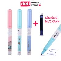 Bút máy học sinh Deli - Họa tiết đáng yêu - Màu ngẫu nhiên - A919 - xanh dương