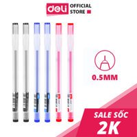 Bút Mực Gel 0.5mm  Bút Bi Nước Mực Gel  Bút Mực Khô Nhanh Bút Ghi Chép Cơ Bản Nhiều Màu Lựa Chọn Deli  Mực Đen Xanh Đỏ - Phù Hợp Ghi Chép Sổ Tay Trang Trí Sổ Kế Hoạch Planner - EG67 - Bút đen - 5 cây