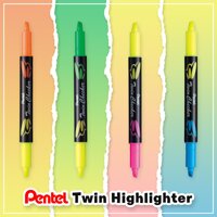 Bút Nhớ Dòng 2 Đầu Pentel SLW8  Thiết Kế Độc Đáo Với Hai Màu Mực Dạ Quang Tiện Lợi  Màu Dạ Quang Tươi Sáng Rõ Nét - Vàng- Xanh lá - GK