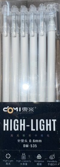 Bút nhũ dạ quang 535 đủ màu - Trắng