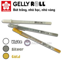 Bút Sakura Gelly Roll Trắng, nhũ Vàng, nhũ Bạc – Gelly Roll White, Gold, Silver