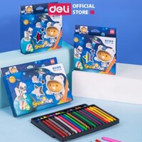 Bút sáp màu 121824 màu an toàn cho bé Deli - Phù hợp cho học sinh mẫu giáo tiểu học cấp 1 tập vẽ tô màu  - 12 màu mã mới