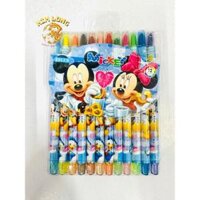 Bút sáp màu vặn 12 màu chống gãy cho bé hình Doremon - Kitty - Elsa - Mickey - Công chúa - xe Mc Queen - Siêu nhân nhện - Mickey,12 màu dài