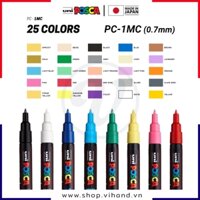 Bút sơn vẽ đa chất liệu Uni Posca PC-1M - Ngòi 0.7mm (Cây lẻ)