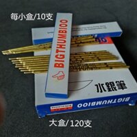 "Bút thanh đồng thủy ngân hoạt động bằng ngón tay cái có ống sắt, nạp dầu bạc, tay cầm bằng da để vẽ đường chính xác - H /