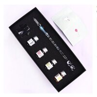 Bút thuỷ tinh bút pha lê glass pen cây viết luyện thư pháp calligraphy hộp 1 cây kèm 4 lọ mực và cốc đựng và kê bút