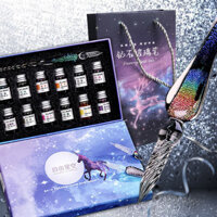 Bút thủy tinh pha lê, bút nhúng bầu trời đầy sao, bút nhúng nước cầu vồng xoắn ốc, Bộ Quà Tặng Học sinh giá trị cao phong cách cổ điển [jy] THO1