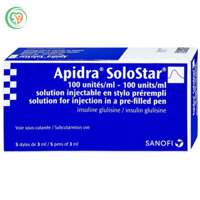Bút tiêm Apidra Solostar 300IU/3ml Sanofi điều trị đái tháo đường (Hộp 5 Cái x 15ml)