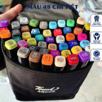 Bút tô màu Maker Touchfly 48 chiếc có 2 đầu vẽ khác nhau, túi vải xịn sò, màu sắc chân thật, tươi sáng🌟