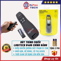 Bút Trình Chiếu Laser Logi.tech R400 Chính Hãng Bắt Sóng 15M Có Laser, Bút Chỉ Slide Cho Giáo Viên, Tặng Pin-H2Pro Tech