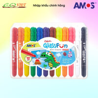 Bút vẽ lên kính nhập khẩu Hàn Quốc AMOS GlassFun Multi Crayons 12 màu GF12PC