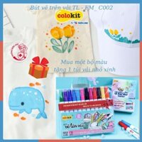 Bút vẽ lên vải 12 màu Fabric Marker Thiên Long Colokit FM-C002 - Tặng kèm túi vải Canvas