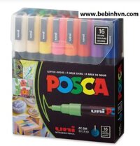 Bút vẽ Uni Posca PC-3M set 16 màu nét 0.9~1.3mm PC3M-16C