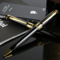 Bút viết Bi vỏ hợp kim sơn đen bóng điểm nhấn mạ vàng Baoer BP-68 - Bi khô