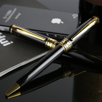 Bút viết Bi vỏ hợp kim sơn đen bóng điểm nhấn mạ vàng Baoer BP-68 - Bi khô
