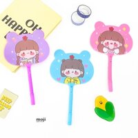 Bút viết quạt Little girl flower baby bear face shape