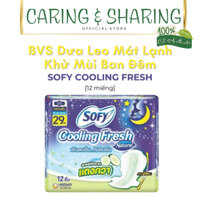 BVS Sofy Dưa Leo Mát Lạnh Khử Mùi Ban Đêm - Băng Vệ Sinh Sofy Cooling Fresh Night Thái Lan 12 Miếng (29cm)