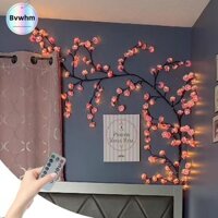 Bvwhm Đèn nhánh hoa anh đào, 8 chế độ ánh sáng Hoa anh đào Đèn nhánh cây LED cho tường, cung cấp USB với điều khiển từ xa Cây anh đào Nhánh đèn trang trí vòng hoa