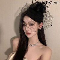 Bxa Retro Top Mũ Đội Đầu Hepburn Phong Cách Gạc Người Nổi Tiếng Đầm Sườn Xám Pháp Top Kẹp Giáng Sinh Lông Vũ Tóc