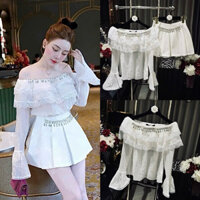 By Thanh Cua - Sét áo trễ vai bèo kèm chân váy xếp li đính đá sang chảnh mặc đi chơi đi tiệc đều xinh