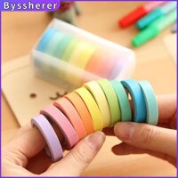Byssherer 10 cái/hộp Rainbow Băng Keo Dán Màu Chắc Chắn Nhật Bản Đắp Mặt Nạ Washi Dán Băng Keo Giấy In DIY