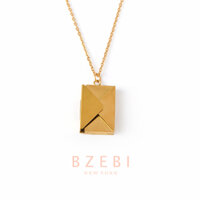 BZEBI Dây Chuyền Thép Titan Mạ Vàng 18K Phong bì thư tình Necklace Thời Trang Cho Nữ Sức Nữ Phụ Kiện 1276n