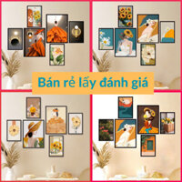 c Bộ 6 Tranh Treo Tường, ốp tường tô điểm Phòng Khách, Có keo dán giấy Sẵn ko thiết Khoan Tường Siêu Đẹp c