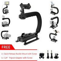 C-Hình Giàn Khoan Góc Thấp Vị Trí Stead Cam Cầm Tay Tay Cầm Thông Minh Điện Thoại Giá Đỡ Giày Nóng + tripod Adapter Gắn Cho GoPro Hero 8 7 6 5 Đen DJI Osmo Camera Hành Động DSLR Máy Quay Phim