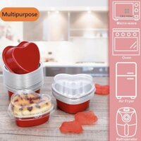 C & Q 12 Gói Chảo Bánh Hình Trái Tim 8 Inch Có Nắp, Chảo Trái Tim Lá Dùng Một Lần Lớn 23oz Cho Ngày Lễ Tình Nhân & Mẹ, MỚI