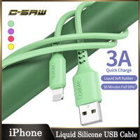 C-SAW Cáp USB Silicon Lỏng 1.2M 3.0A Táo Cho iPhone 5 6 6S 6P 6Plus 11 11PRO 11PROMAX PRO 7 7P 7Plus 8 8P 8Plus XR X XS XSMAX 12 SE Điện Thoại Di Động IOS iPad Sạc Dữ Liệu Nhanh Dây Cáp USB Dây Cáp Silicon Lỏng