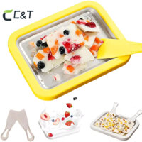 C & T Home Chiên Sữa Chua Máy DIY Mini Kem Cuộn Máy Làm Bánh Ngọt Con Lăn Inox 304 Chảo Kem Khay Tốt