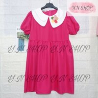 C04 Đầm Babydoll Phối Cổ 2 Lá Đính Hoa Nổi Dễ Thương